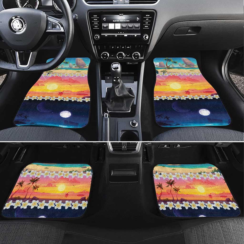 Hawaii Beach Landscape Time-Lapse Car Mats Tropical Plumeria Flowers - Wonder Print Shop