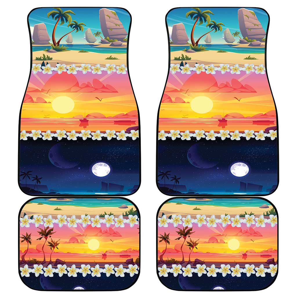 Hawaii Beach Landscape Time-Lapse Car Mats Tropical Plumeria Flowers - Wonder Print Shop