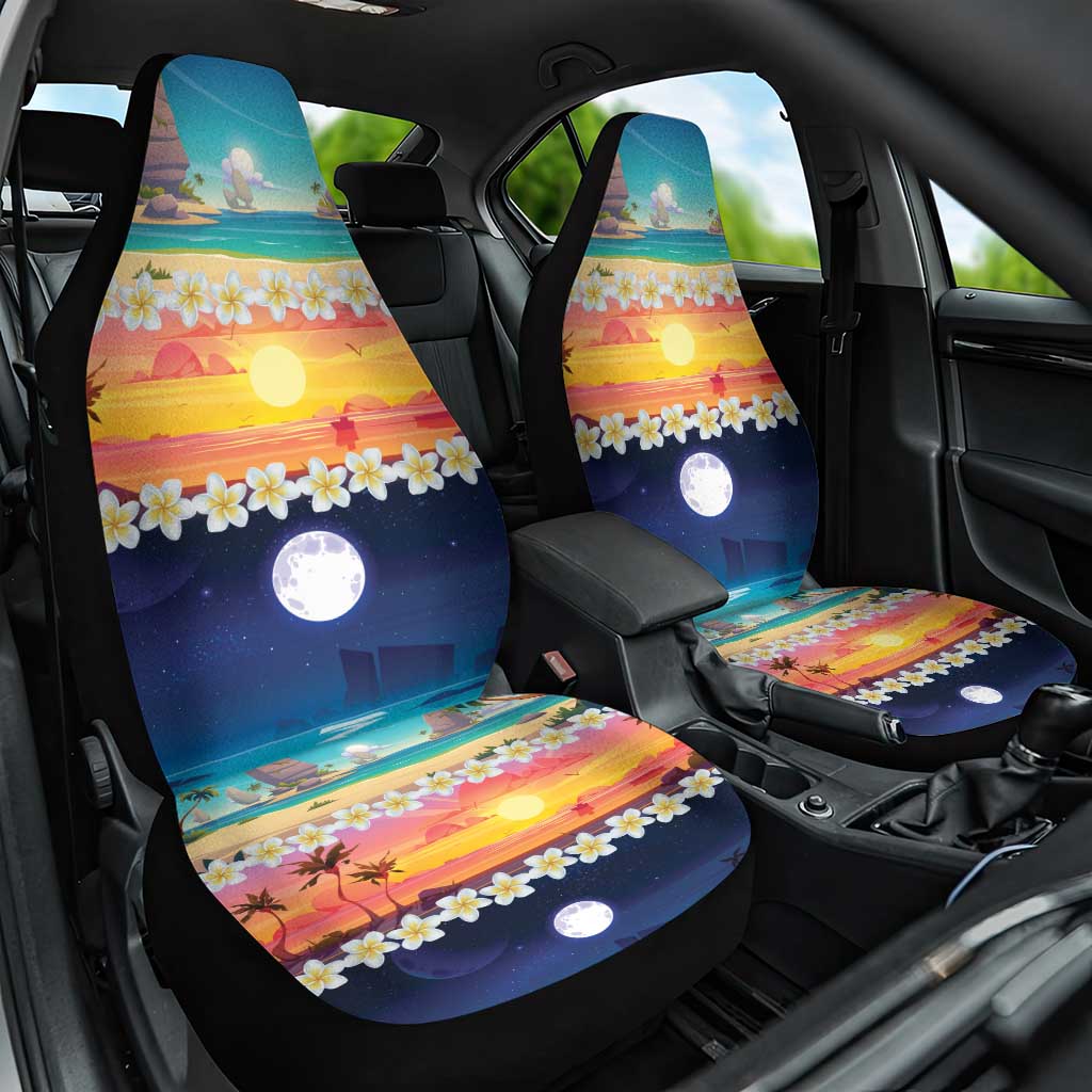 Hawaii Beach Landscape Time-Lapse Car Seat Cover Tropical Plumeria Flowers - Wonder Print Shop