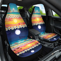 Hawaii Beach Landscape Time-Lapse Car Seat Cover Tropical Plumeria Flowers - Wonder Print Shop