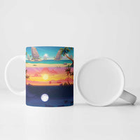 Hawaii Beach Landscape Time-Lapse Ceramic Mug Tropical Plumeria Flowers - Wonder Print Shop