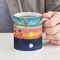 Hawaii Beach Landscape Time-Lapse Ceramic Mug Tropical Plumeria Flowers - Wonder Print Shop