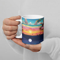 Hawaii Beach Landscape Time-Lapse Ceramic Mug Tropical Plumeria Flowers - Wonder Print Shop
