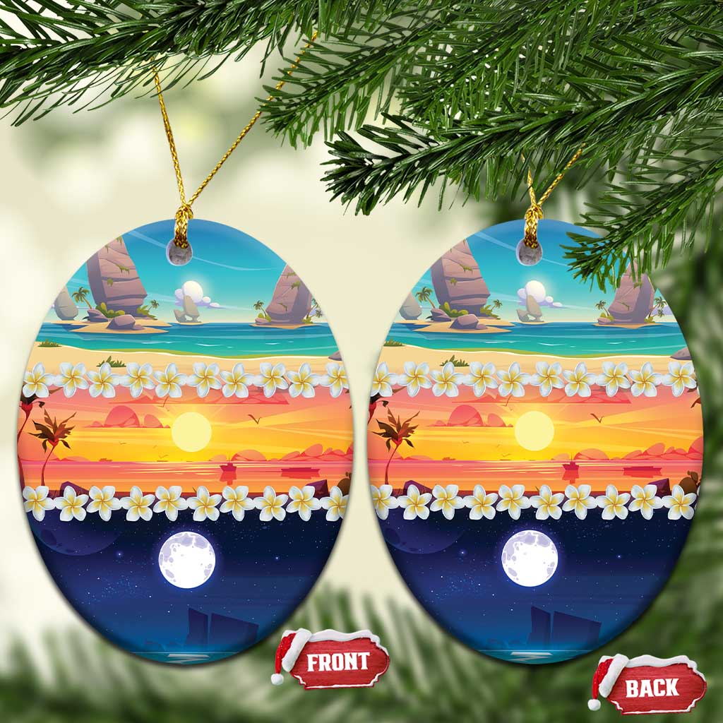 Hawaii Beach Landscape Time-Lapse Ceramic Ornament Tropical Plumeria Flowers - Wonder Print Shop