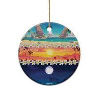 Hawaii Beach Landscape Time-Lapse Ceramic Ornament Tropical Plumeria Flowers - Wonder Print Shop