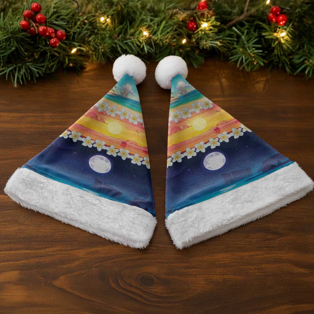 Hawaii Beach Landscape Time-Lapse Christmas Santa Hat Tropical Plumeria Flowers - Wonder Print Shop