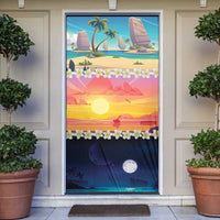 Hawaii Beach Landscape Time-Lapse Door Cover Tropical Plumeria Flowers - Wonder Print Shop
