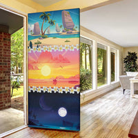 Hawaii Beach Landscape Time-Lapse Door Cover Tropical Plumeria Flowers - Wonder Print Shop