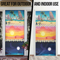 Hawaii Beach Landscape Time-Lapse Door Cover Tropical Plumeria Flowers - Wonder Print Shop