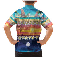 Hawaii Beach Landscape Time-Lapse Family Matching Mermaid Dress and Hawaiian Shirt Tropical Plumeria Flowers - Wonder Print Shop