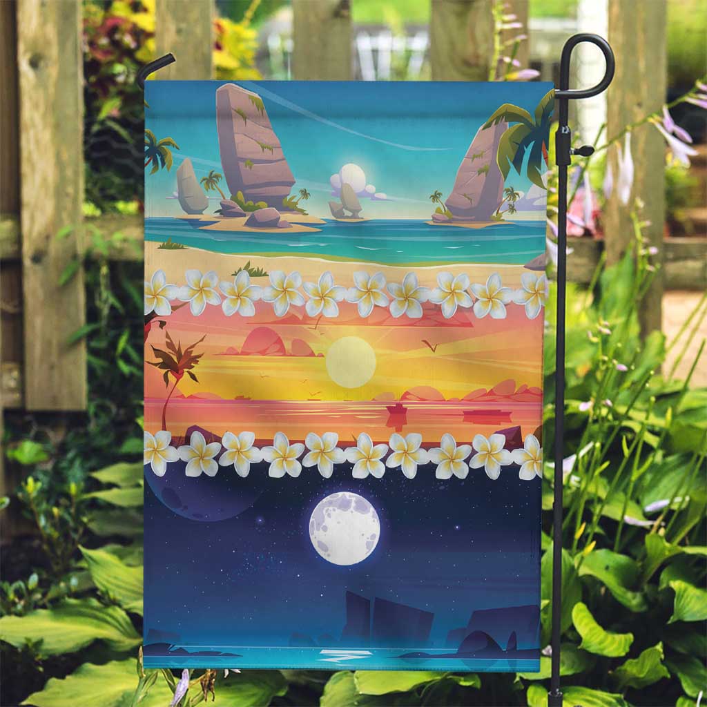 Hawaii Beach Landscape Time-Lapse Garden Flag Tropical Plumeria Flowers - Wonder Print Shop