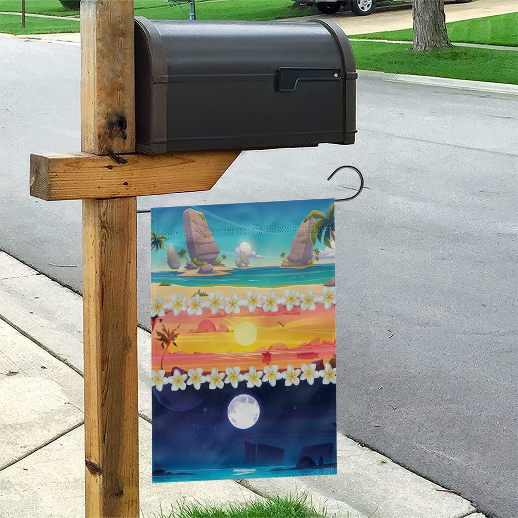 Hawaii Beach Landscape Time-Lapse Garden Flag Tropical Plumeria Flowers - Wonder Print Shop