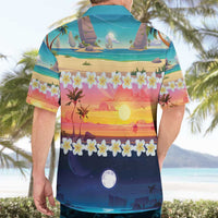 Hawaii Beach Landscape Time-Lapse Hawaiian Shirt Tropical Plumeria Flowers - Wonder Print Shop