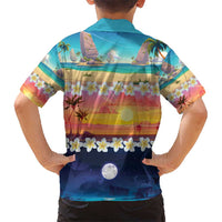 Hawaii Beach Landscape Time-Lapse Hawaiian Shirt Tropical Plumeria Flowers - Wonder Print Shop