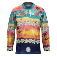 Hawaii Beach Landscape Time-Lapse Hockey Jersey Tropical Plumeria Flowers - Wonder Print Shop