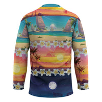Hawaii Beach Landscape Time-Lapse Hockey Jersey Tropical Plumeria Flowers - Wonder Print Shop