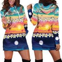 Hawaii Beach Landscape Time-Lapse Hoodie Dress Tropical Plumeria Flowers - Wonder Print Shop