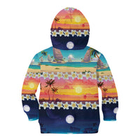 Hawaii Beach Landscape Time-Lapse Kid Hoodie Tropical Plumeria Flowers - Wonder Print Shop