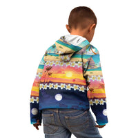 Hawaii Beach Landscape Time-Lapse Kid Hoodie Tropical Plumeria Flowers - Wonder Print Shop