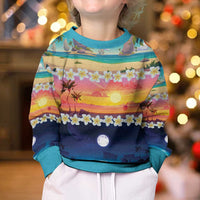 Hawaii Beach Landscape Time-Lapse Kid Ugly Christmas Sweater Tropical Plumeria Flowers - Wonder Print Shop