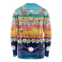 Hawaii Beach Landscape Time-Lapse Long Sleeve Shirt Tropical Plumeria Flowers - Wonder Print Shop