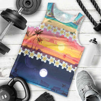 Hawaii Beach Landscape Time-Lapse Men Tank Top Tropical Plumeria Flowers - Wonder Print Shop