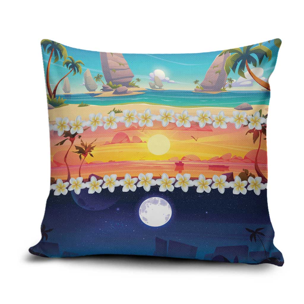 Hawaii Beach Landscape Time-Lapse Pillow Cover Tropical Plumeria Flowers - Wonder Print Shop