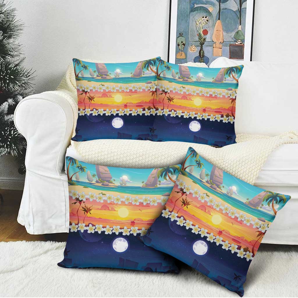 Hawaii Beach Landscape Time-Lapse Pillow Cover Tropical Plumeria Flowers - Wonder Print Shop