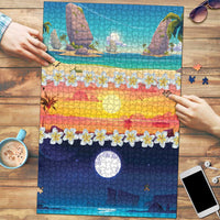 Hawaii Beach Landscape Time-Lapse Puzzle Tropical Plumeria Flowers - Wonder Print Shop