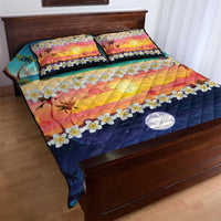 Hawaii Beach Landscape Time-Lapse Quilt Bed Set Tropical Plumeria Flowers - Wonder Print Shop