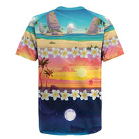 Hawaii Beach Landscape Time-Lapse Rugby Jersey Tropical Plumeria Flowers - Wonder Print Shop