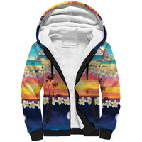 Hawaii Beach Landscape Time-Lapse Sherpa Hoodie Tropical Plumeria Flowers - Wonder Print Shop