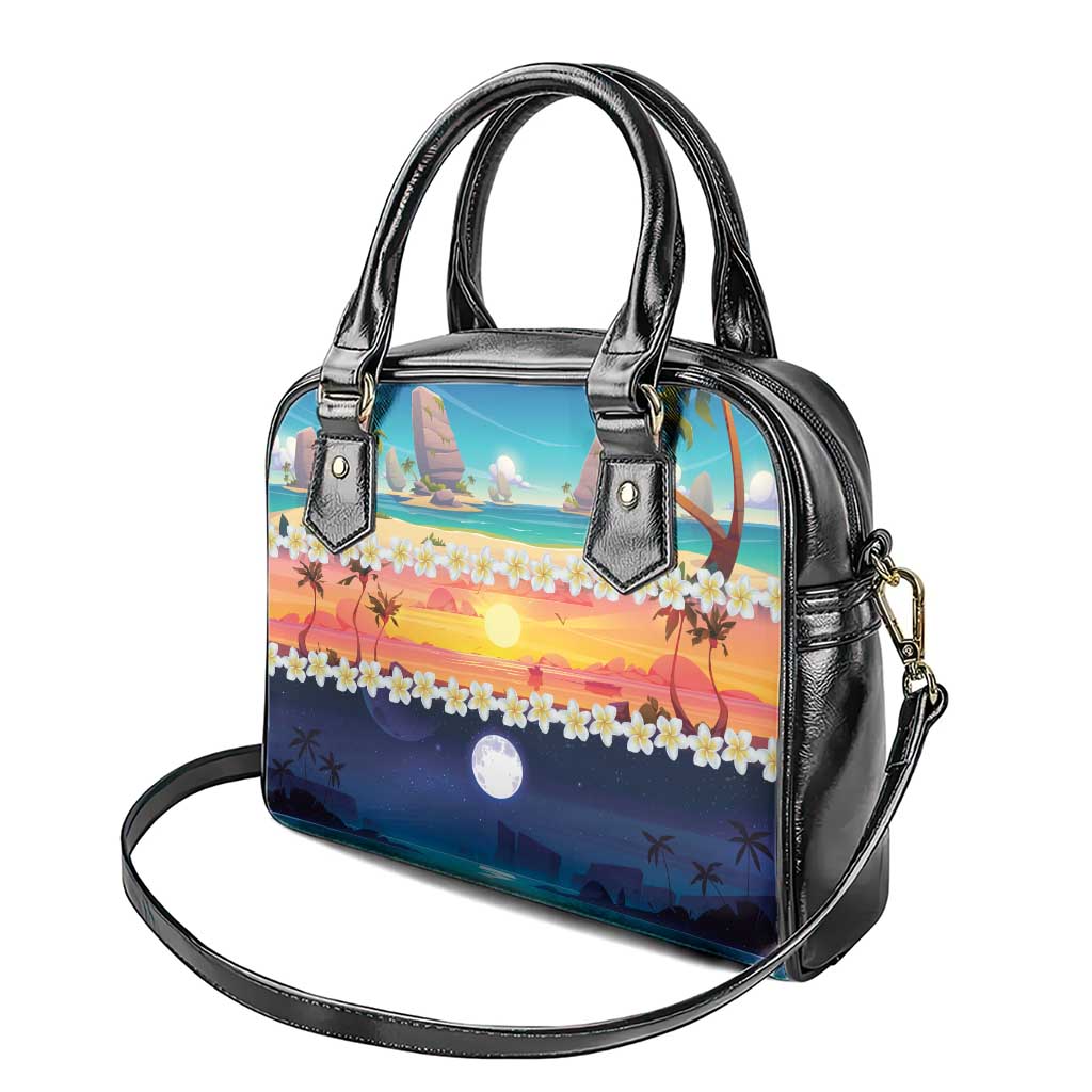 Hawaii Beach Landscape Time-Lapse Shoulder Handbag Tropical Plumeria Flowers - Wonder Print Shop