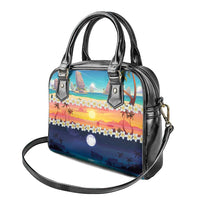 Hawaii Beach Landscape Time-Lapse Shoulder Handbag Tropical Plumeria Flowers - Wonder Print Shop