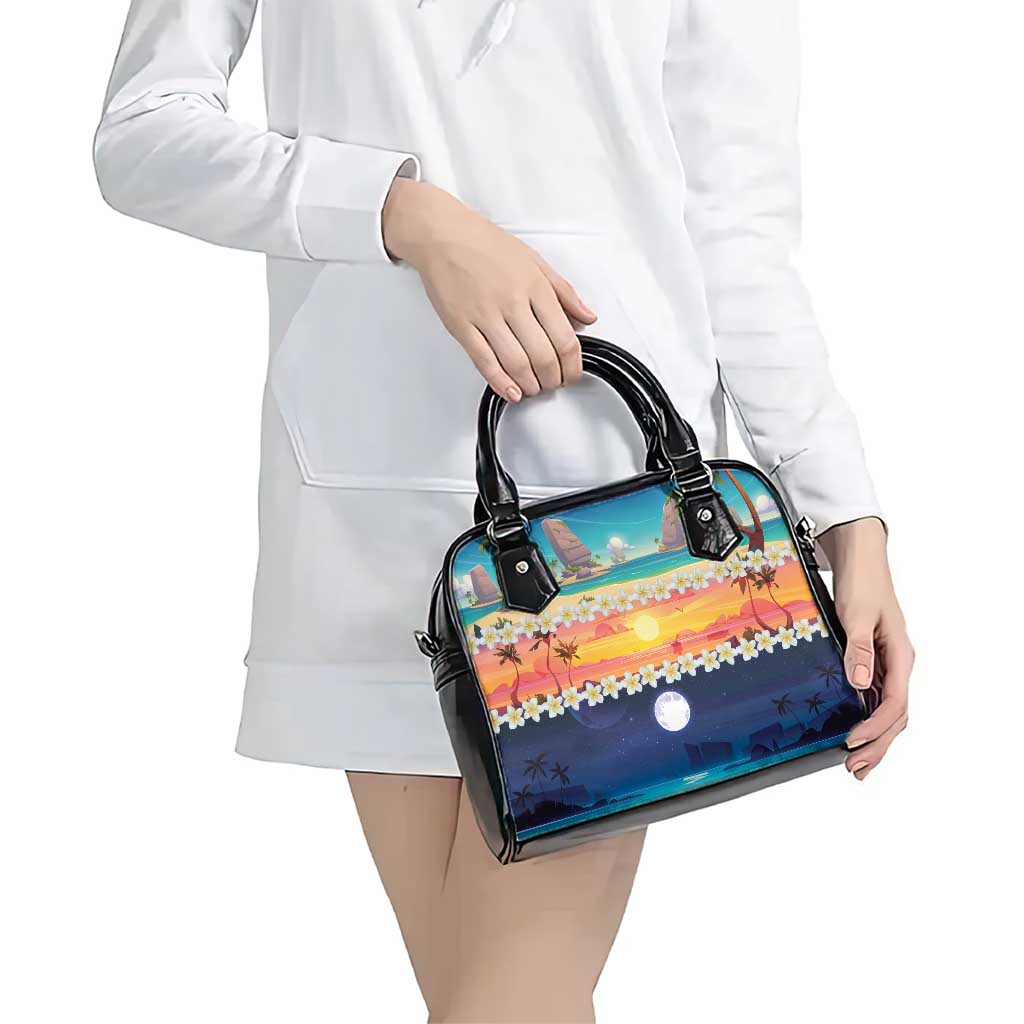 Hawaii Beach Landscape Time-Lapse Shoulder Handbag Tropical Plumeria Flowers - Wonder Print Shop