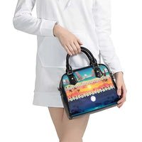 Hawaii Beach Landscape Time-Lapse Shoulder Handbag Tropical Plumeria Flowers - Wonder Print Shop