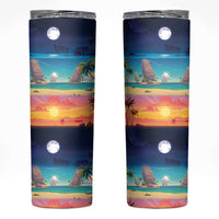 Hawaii Beach Landscape Time-Lapse Skinny Tumbler Tropical Plumeria Flowers - Wonder Print Shop