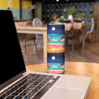 Hawaii Beach Landscape Time-Lapse Skinny Tumbler Tropical Plumeria Flowers - Wonder Print Shop