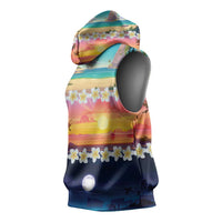 Hawaii Beach Landscape Time-Lapse Sleeveless Hoodie Tropical Plumeria Flowers - Wonder Print Shop