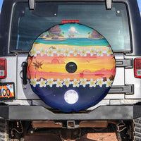 Hawaii Beach Landscape Time-Lapse Spare Tire Cover Tropical Plumeria Flowers - Wonder Print Shop