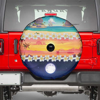Hawaii Beach Landscape Time-Lapse Spare Tire Cover Tropical Plumeria Flowers - Wonder Print Shop