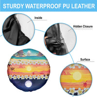 Hawaii Beach Landscape Time-Lapse Spare Tire Cover Tropical Plumeria Flowers - Wonder Print Shop