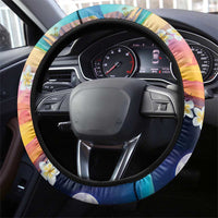 Hawaii Beach Landscape Time-Lapse Steering Wheel Cover Tropical Plumeria Flowers - Wonder Print Shop