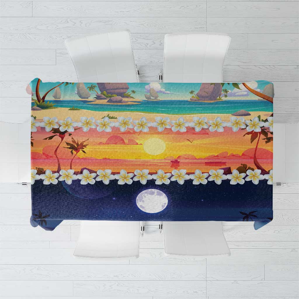 Hawaii Beach Landscape Time-Lapse Tablecloth Tropical Plumeria Flowers - Wonder Print Shop