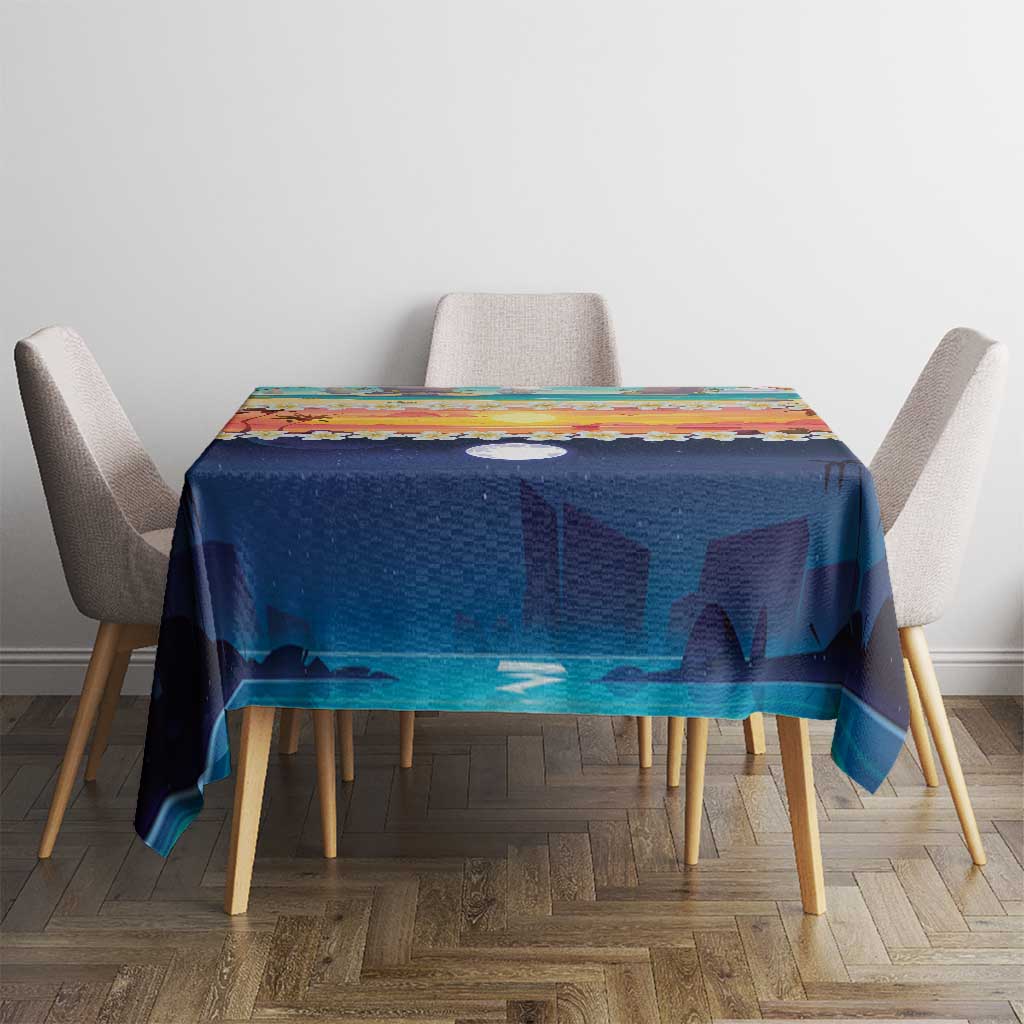 Hawaii Beach Landscape Time-Lapse Tablecloth Tropical Plumeria Flowers - Wonder Print Shop