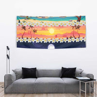 Hawaii Beach Landscape Time-Lapse Tapestry Tropical Plumeria Flowers - Wonder Print Shop