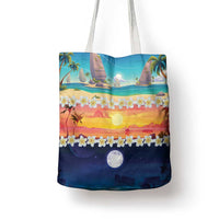 Hawaii Beach Landscape Time-Lapse Tote Bag Tropical Plumeria Flowers - Wonder Print Shop