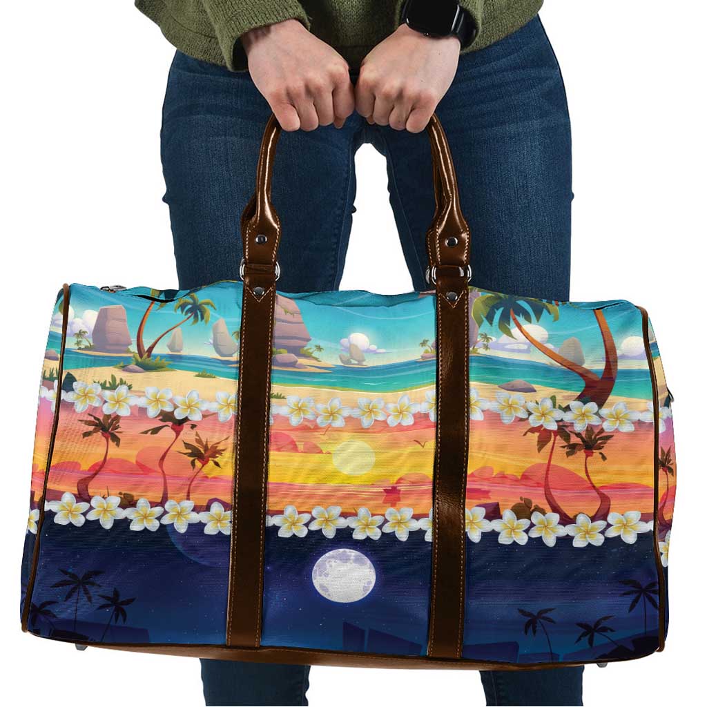 Hawaii Beach Landscape Time-Lapse Travel Bag Tropical Plumeria Flowers - Wonder Print Shop