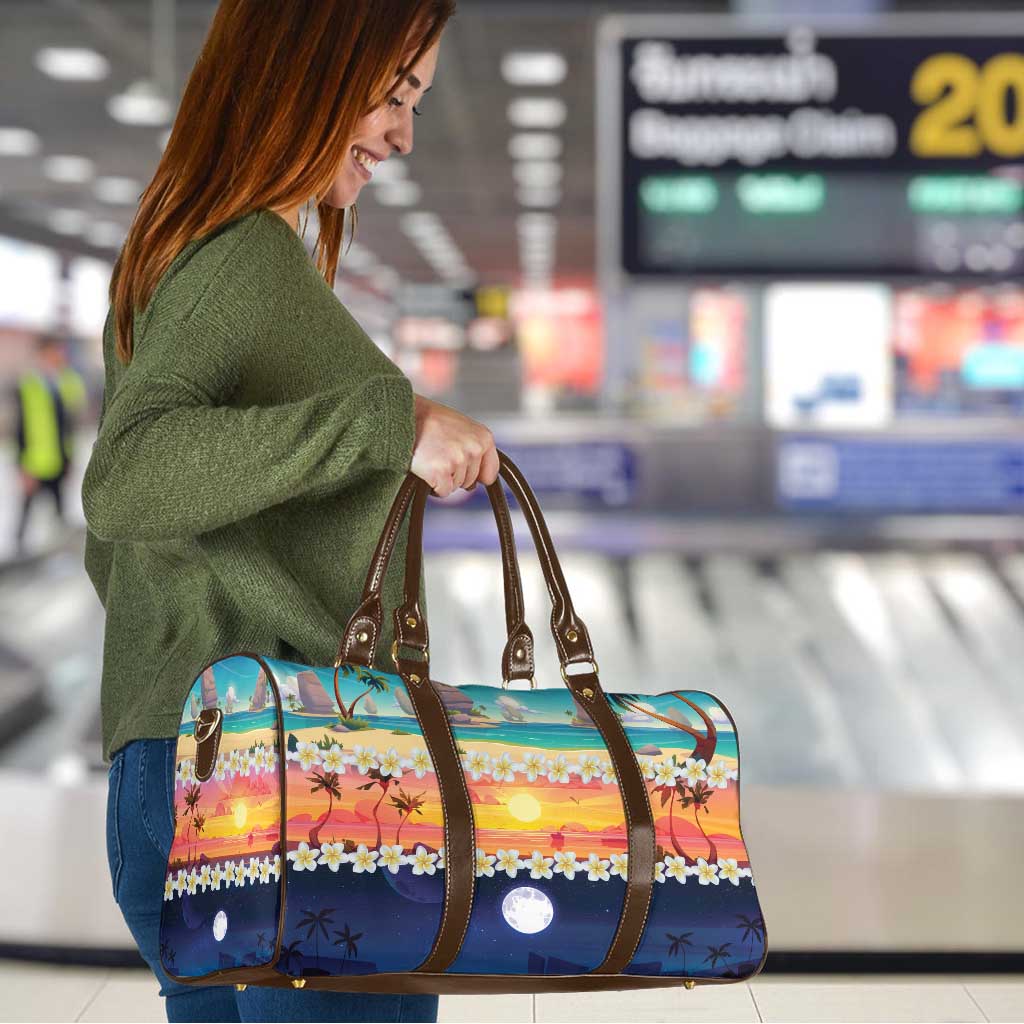 Hawaii Beach Landscape Time-Lapse Travel Bag Tropical Plumeria Flowers - Wonder Print Shop