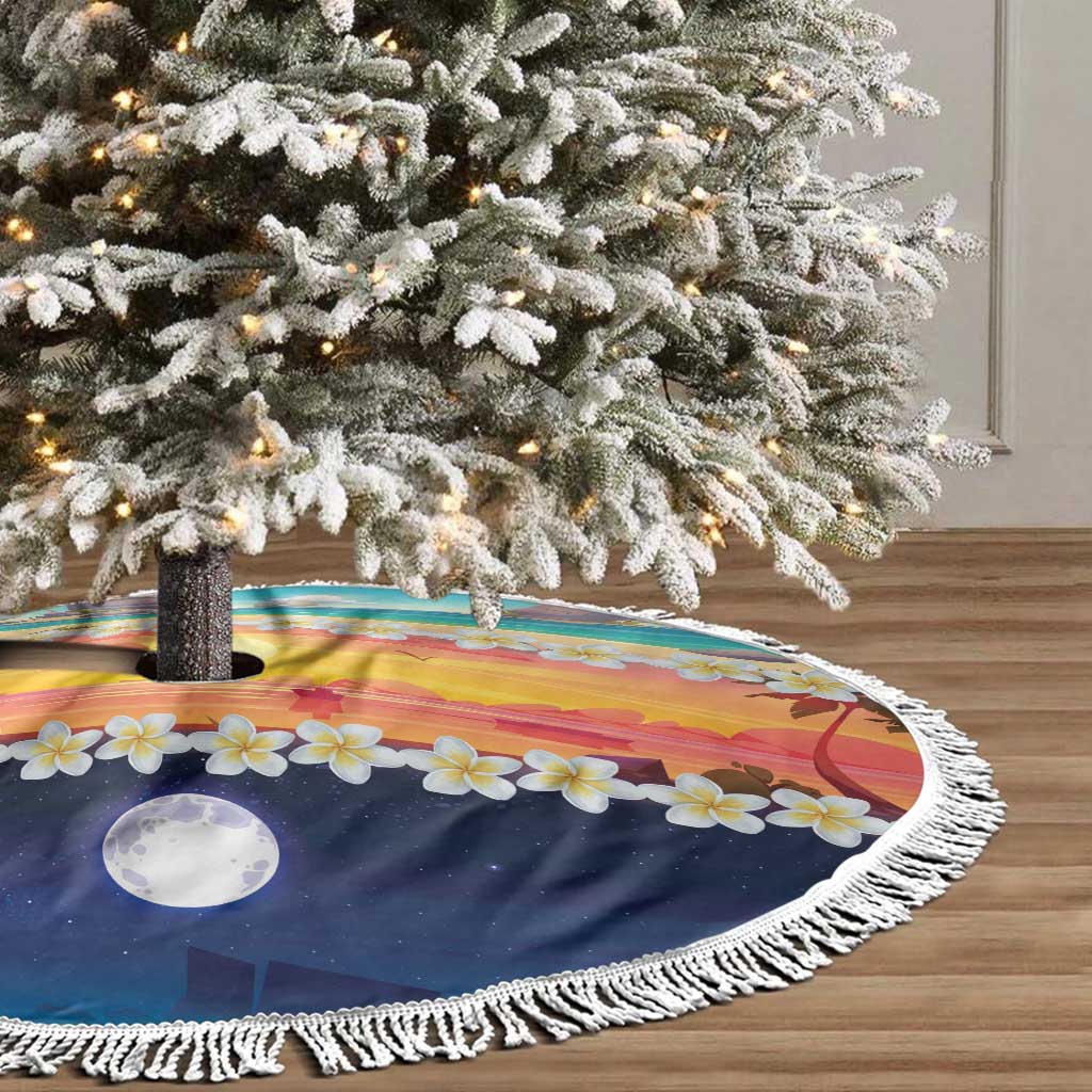 Hawaii Beach Landscape Time-Lapse Tree Skirt Tropical Plumeria Flowers - Wonder Print Shop